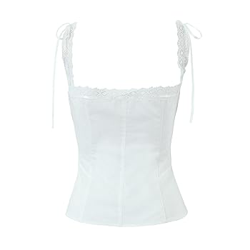 Bosloga White Lace Camisole Tops for Women - Waist-Cinching